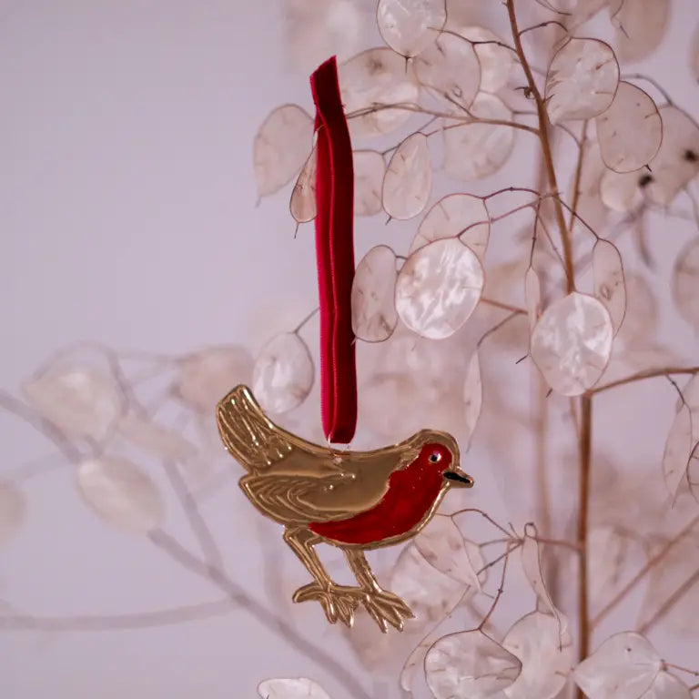 Tin Embossed Robin Decoration