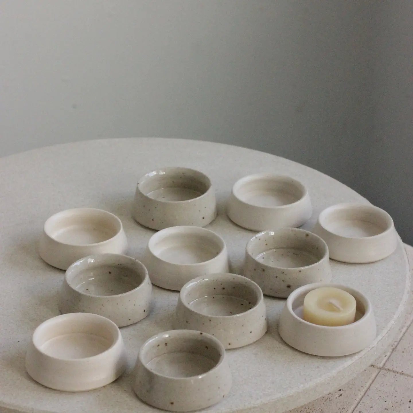Hand Thrown Speckled Stoneware Tea Light/Ring Holder
