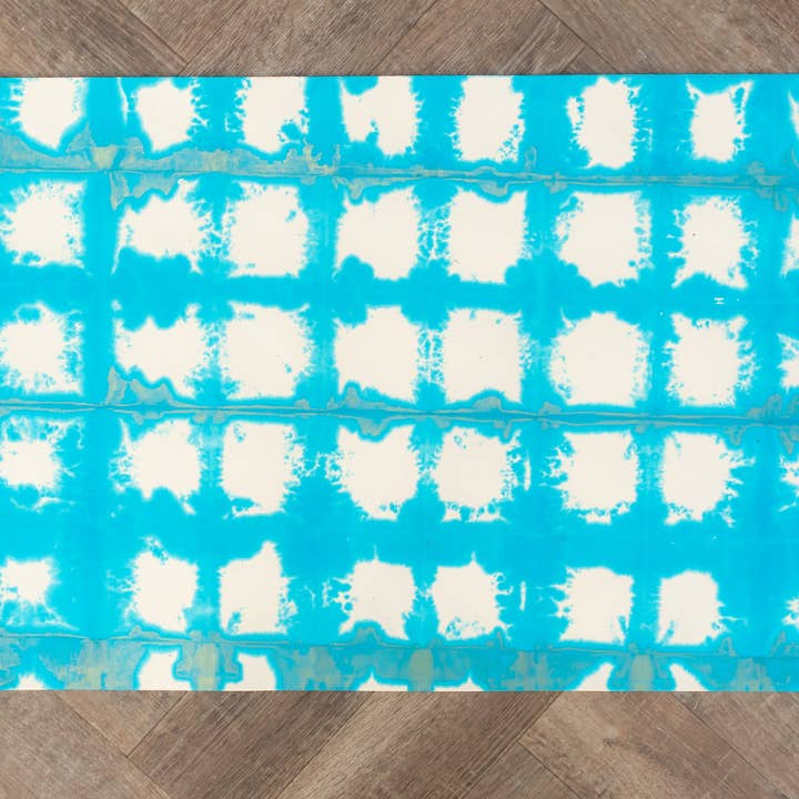 Hand Tie Dyed Wrapping Paper - Turquoise Checks