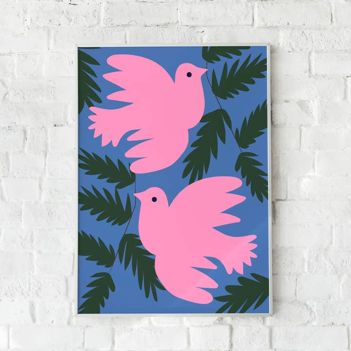 Pink Doves Print