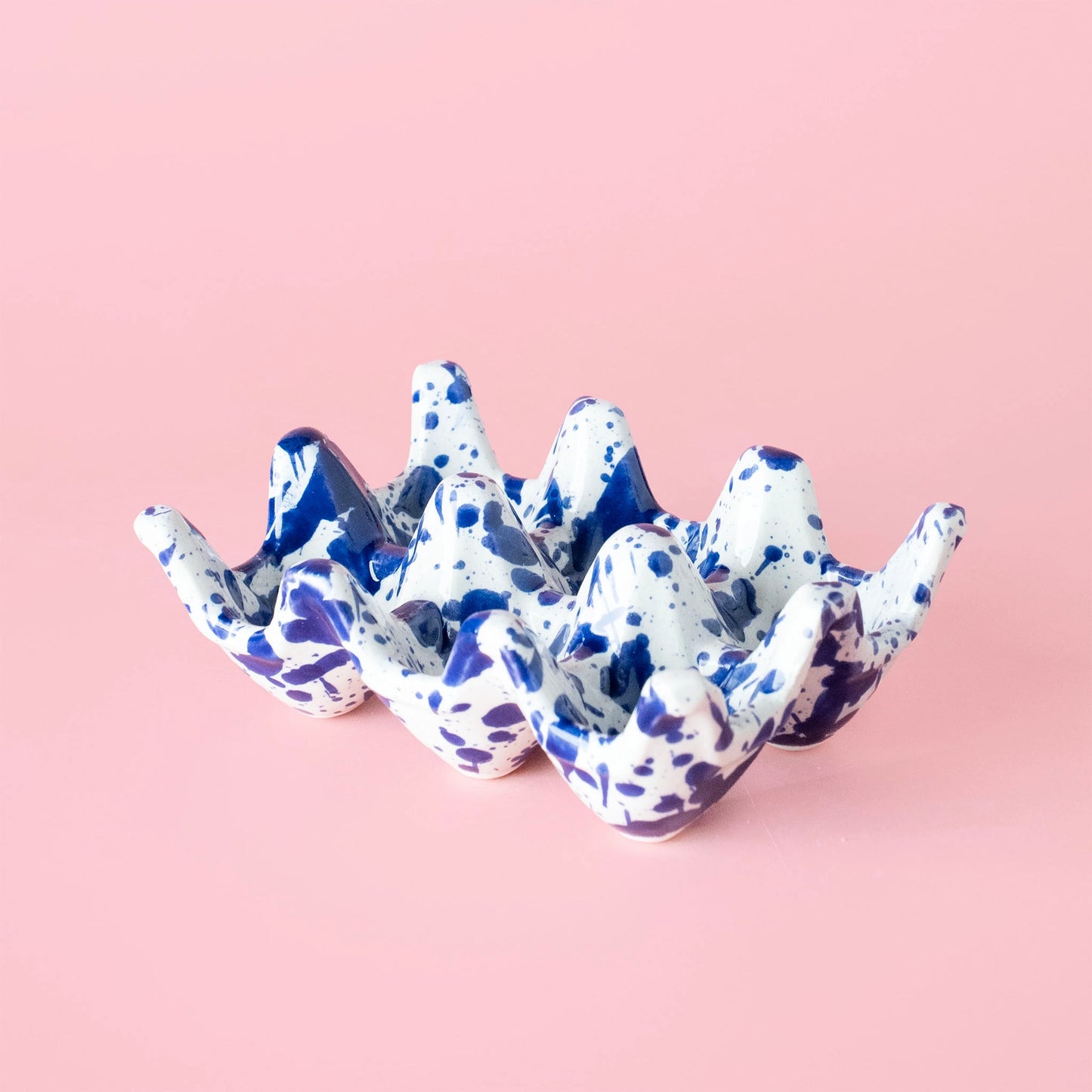 Egg Holder - Blue & White Splatter