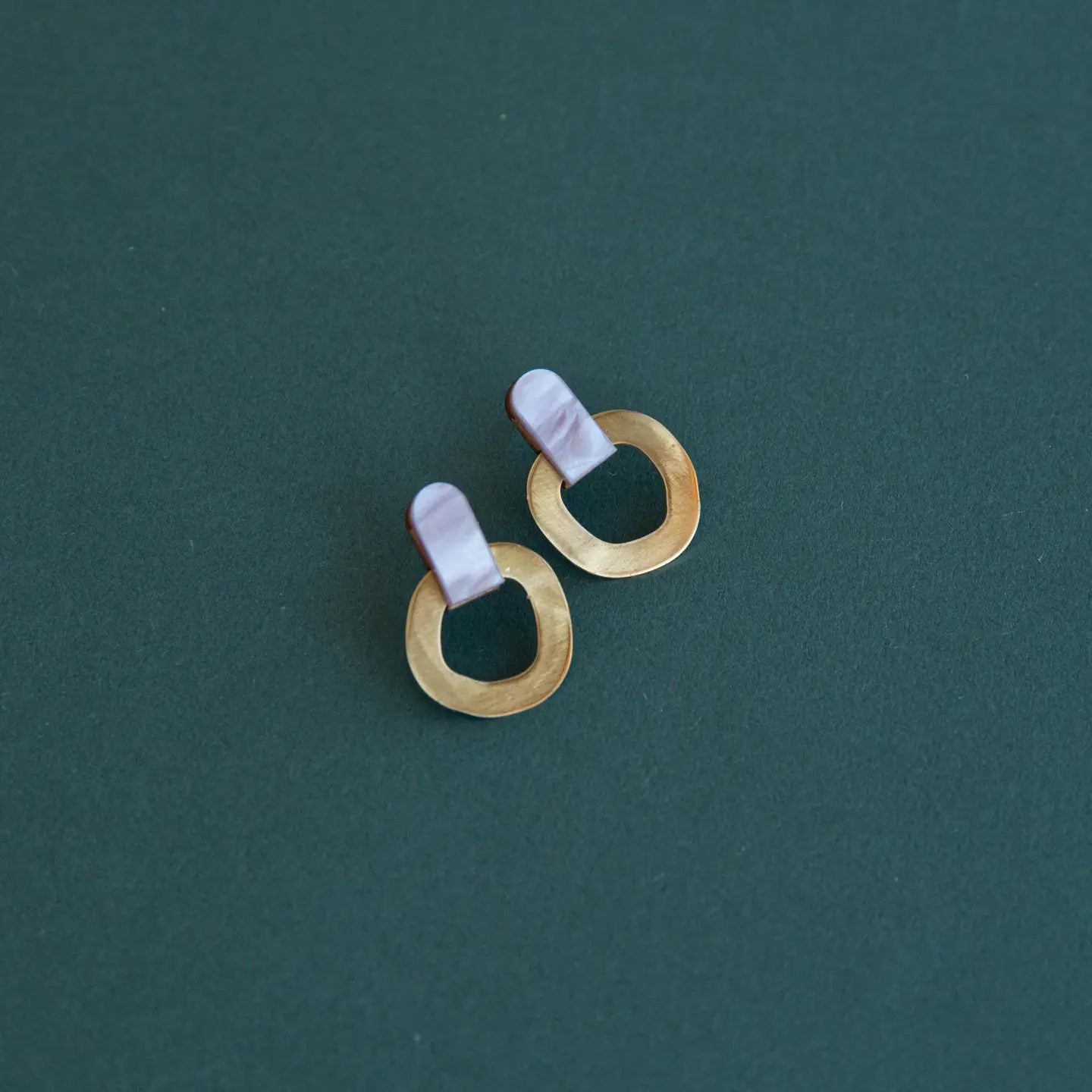 Around Brass Stud Earrings