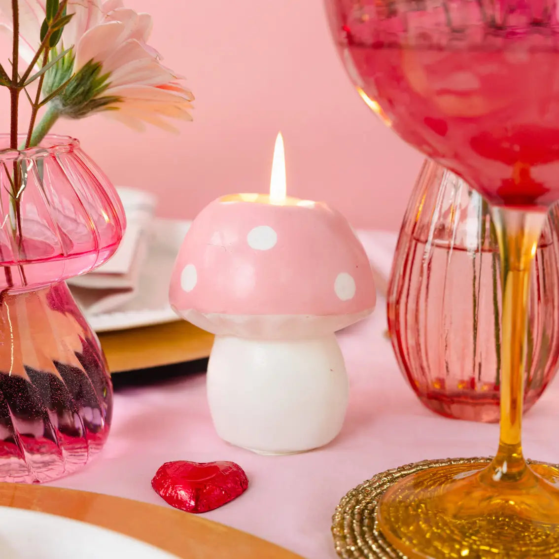 Pink Toadstool Candle