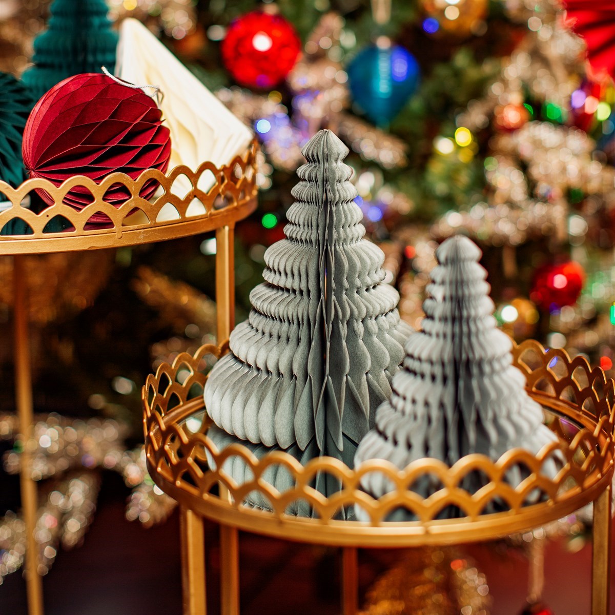 Wide Paper Christmas Tree Decoration - Set of 2