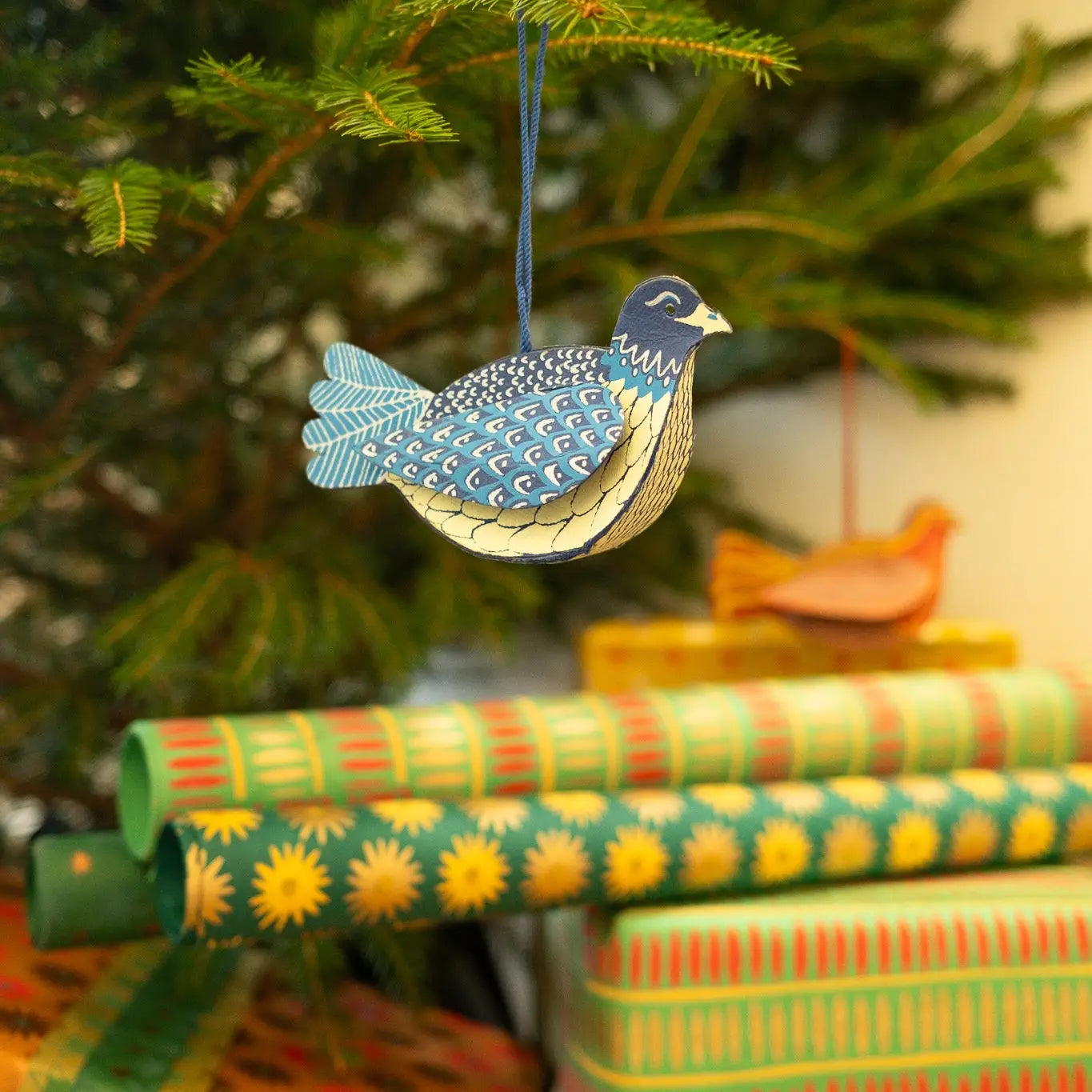 Blue Dove Screen Printed Bauble