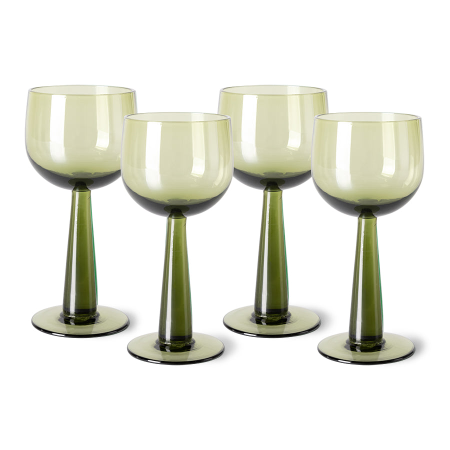 HKLIVING The Emeralds Olive Wine Glasses (Set of 4)