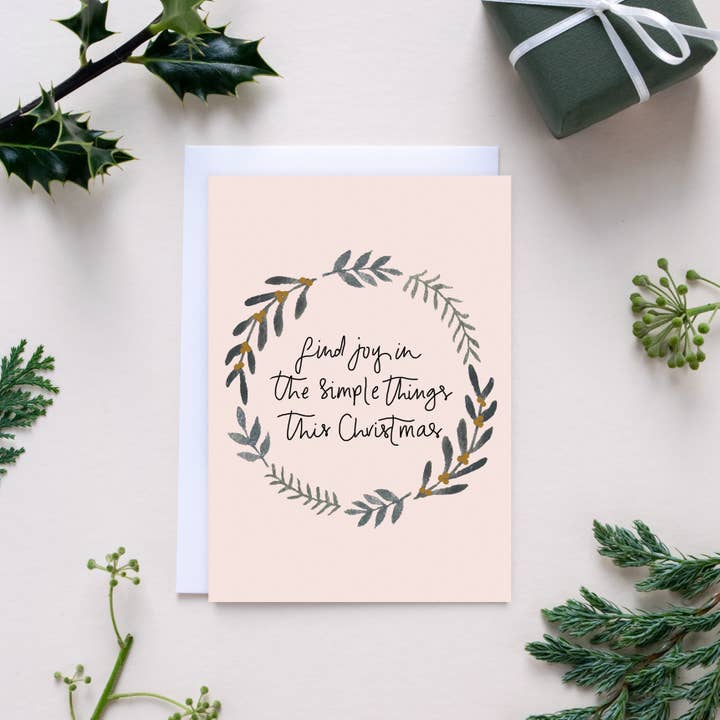 Find Joy Christmas Wreath Card
