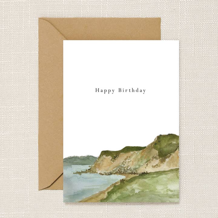 Happy Birthday Coastal Cliff Card
