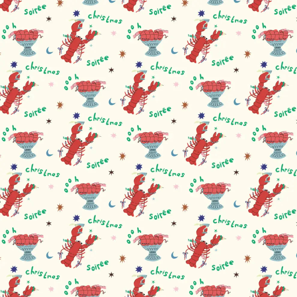 Christmas Soiree Lobster Gift Wrap