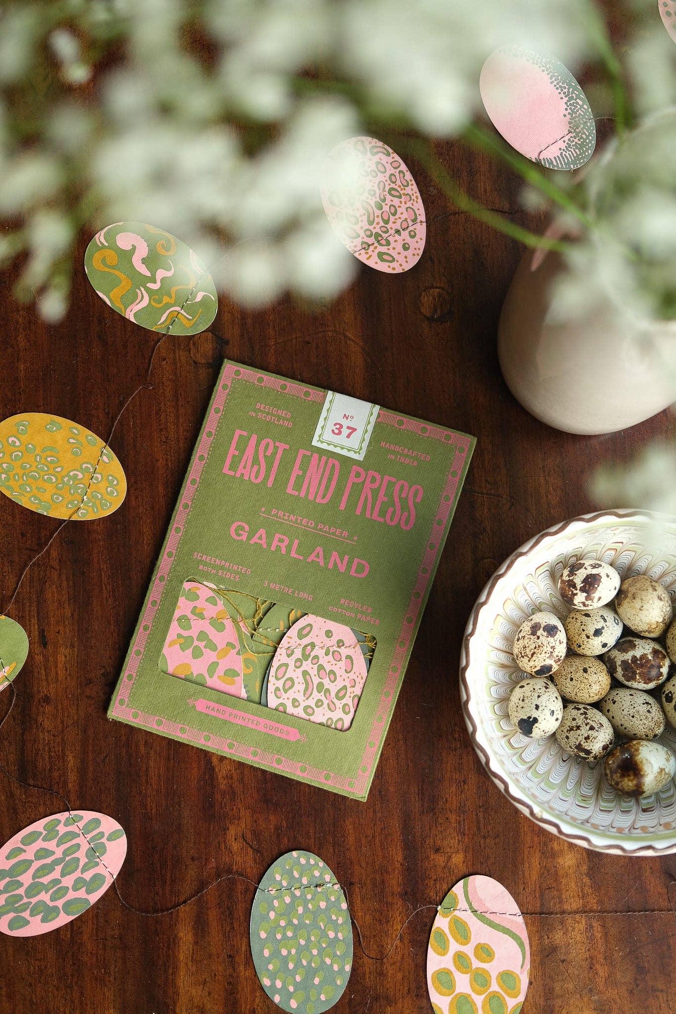 Pink Speckled Eggs Sewn Garland