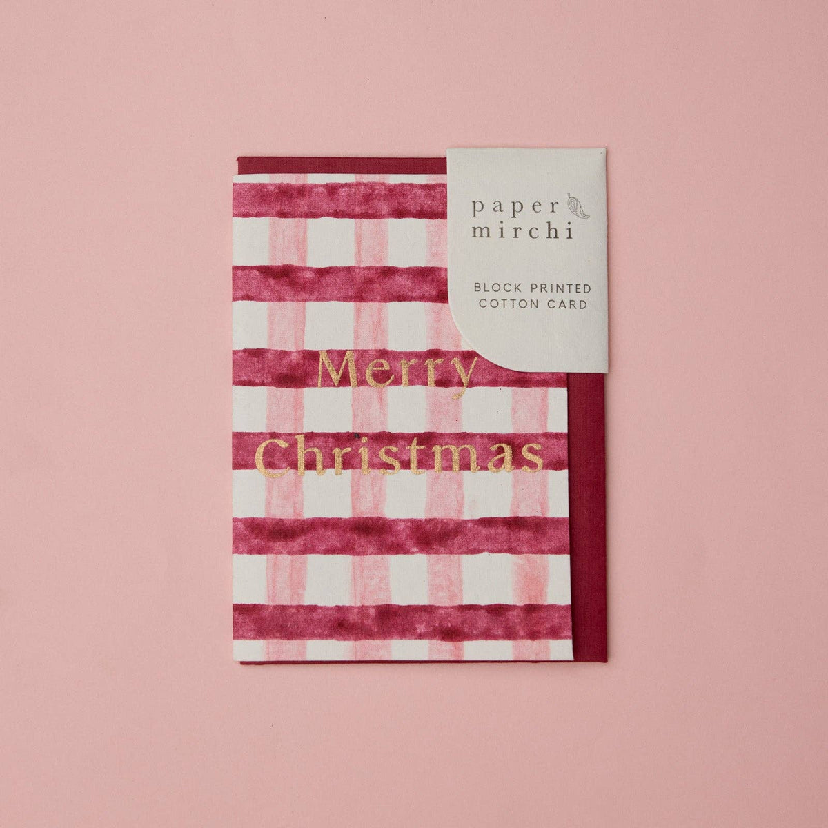 Merry Christmas Pink Gingham Card