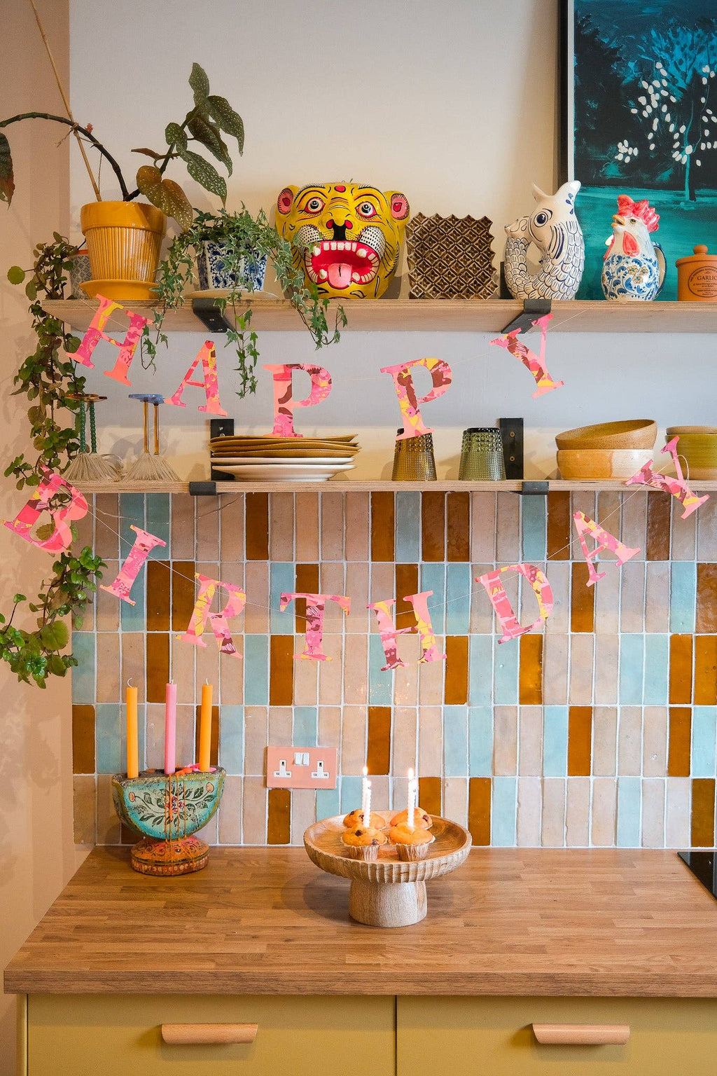 Happy Birthday Red Mix Sewn Garland