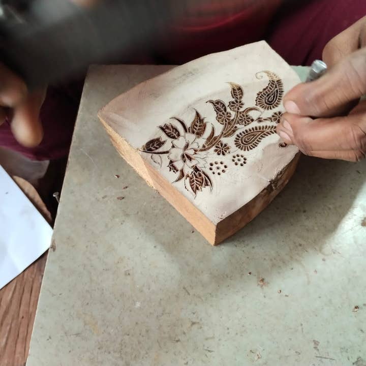 Kairi Turquoise Hand Printed Greetings Card