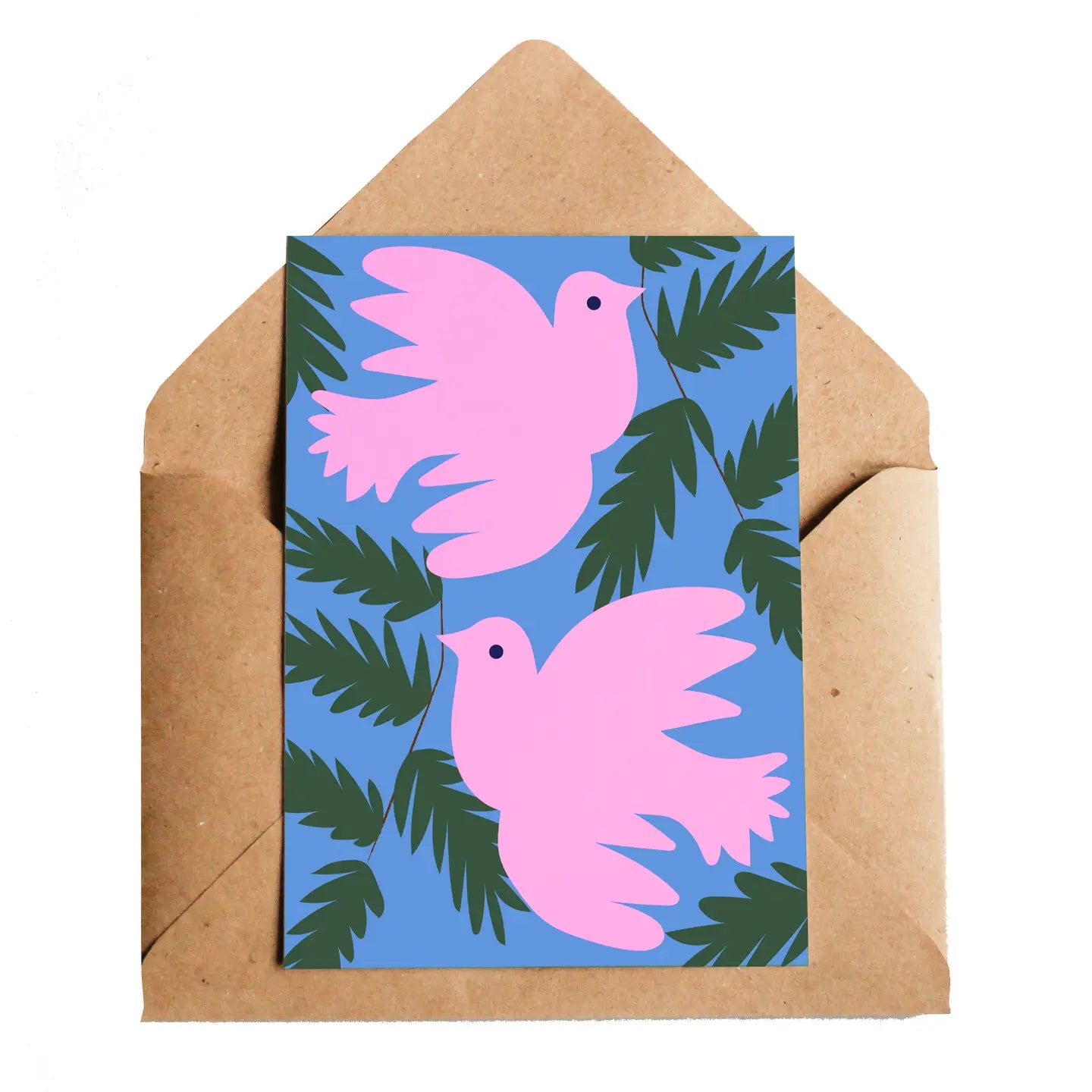 Pink Doves Greetings Card