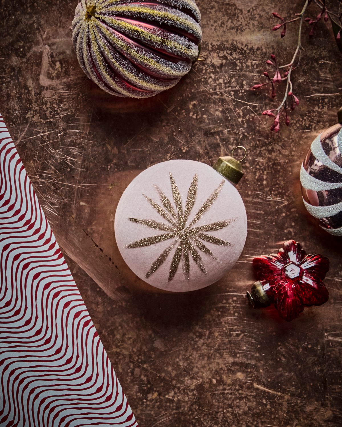 Rose & Gold Velvet Bauble