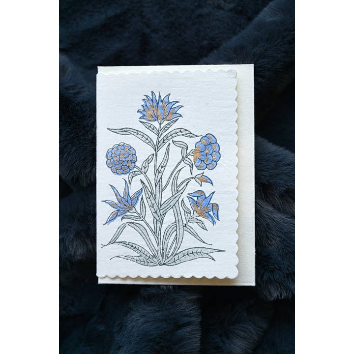 Kamal Periwinkle Hand Printed Greetings Card