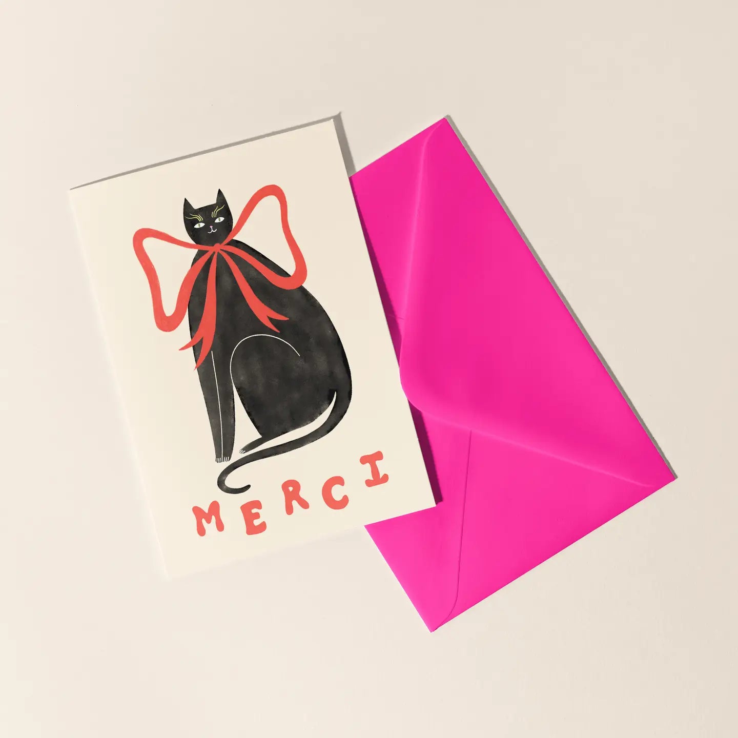 Merci Black Cat Card