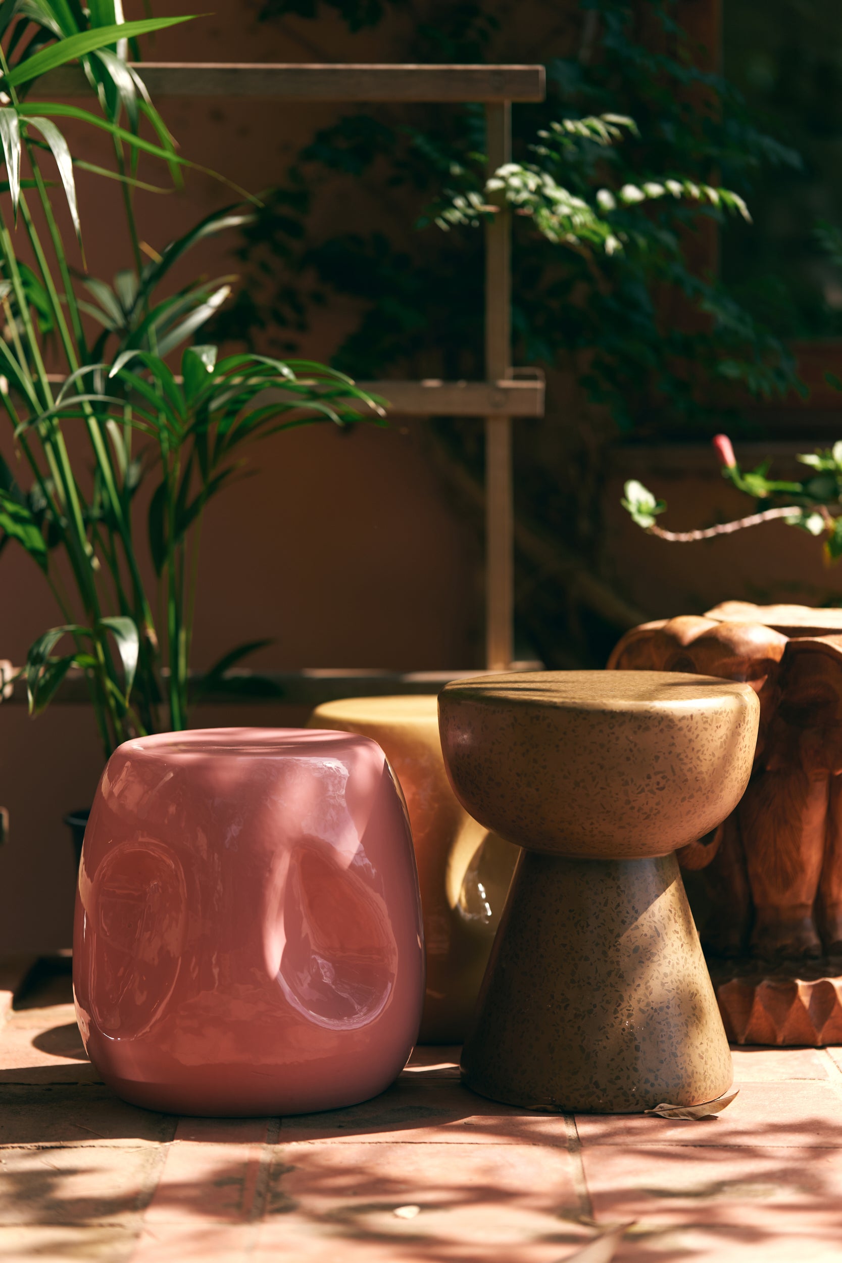 HKLIVING Currents Ceramic Side Table - Coral