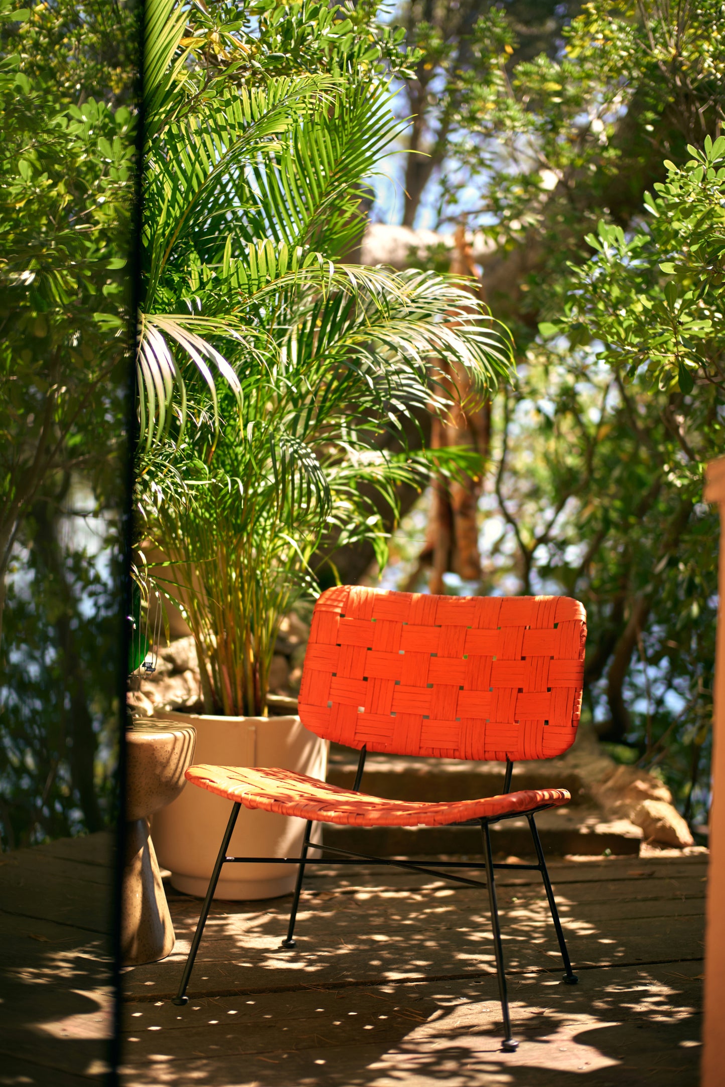 Rattan Lounge Chair - Cherry
