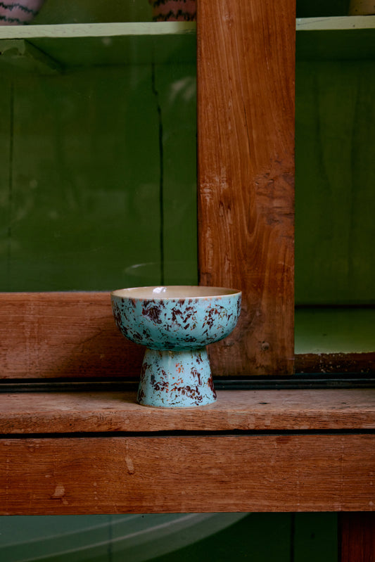 HKLIVING 70s Ceramics Tapas Bowl on Base - Patina