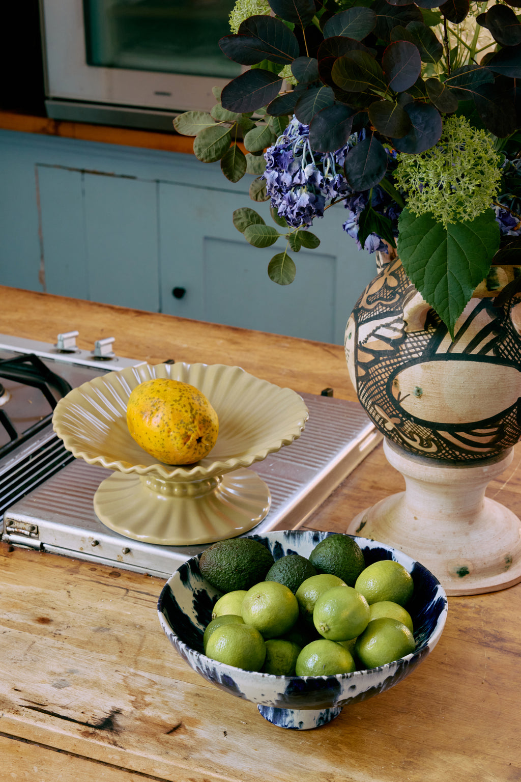 HKLIVING Ceramic Bowl On Base - Indigo