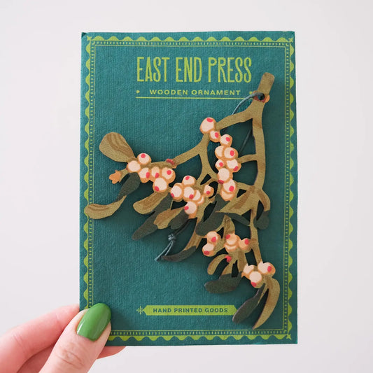 Mistletoe Wooden Ornament