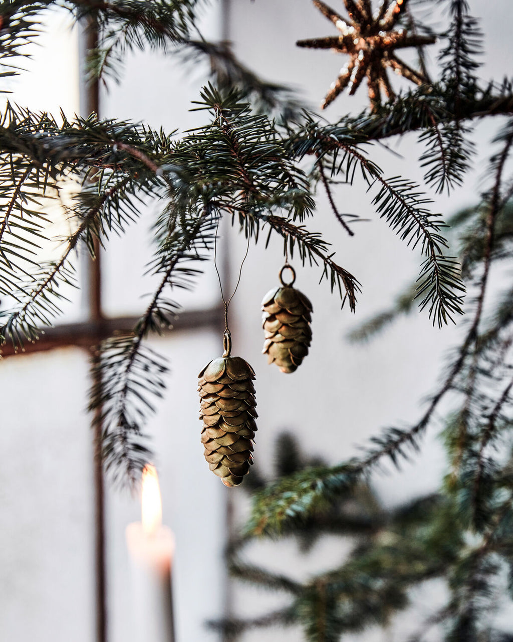 Gold Pine Cone Tree Decoration (Set of 2)