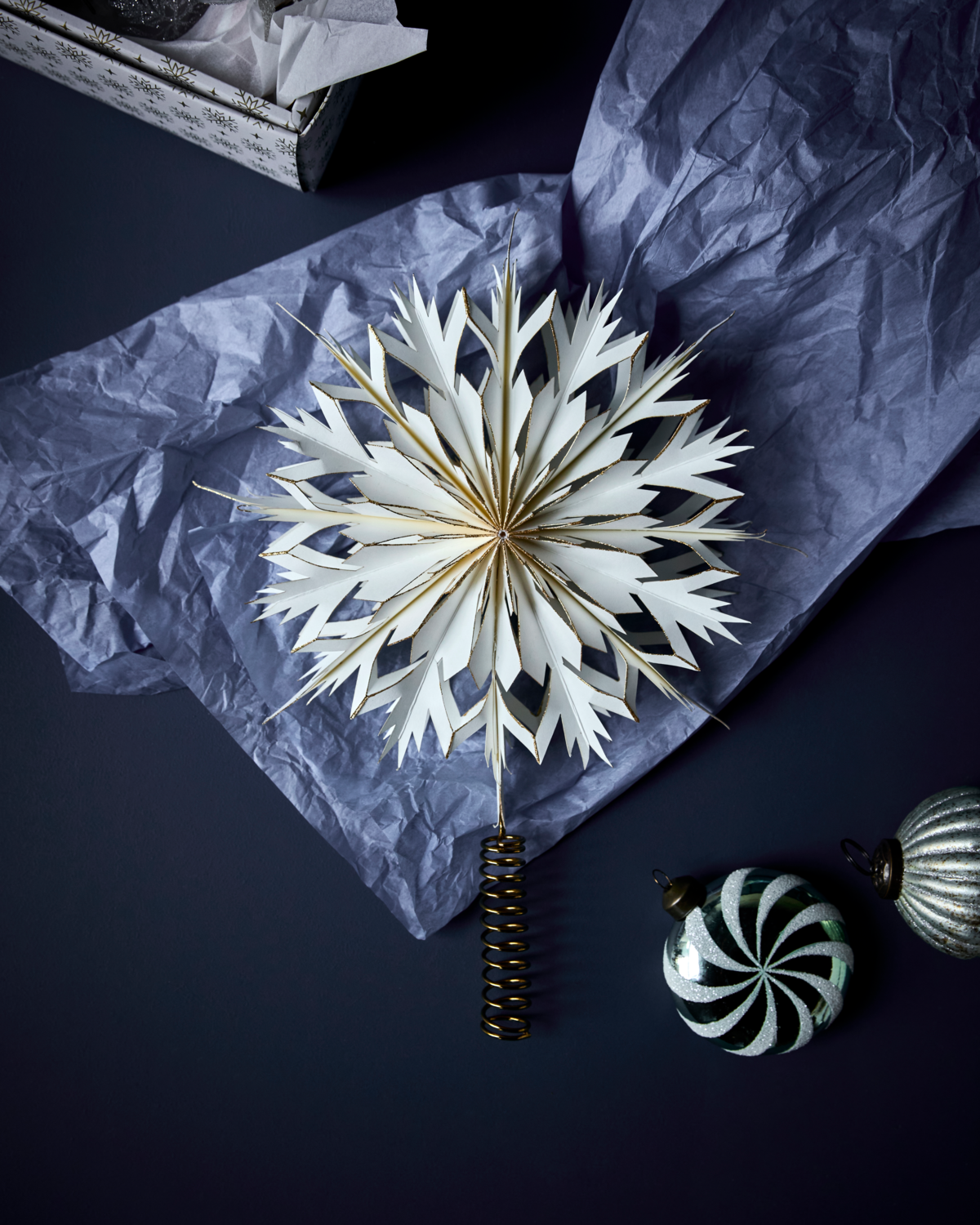 White & Gold Star Tree Topper