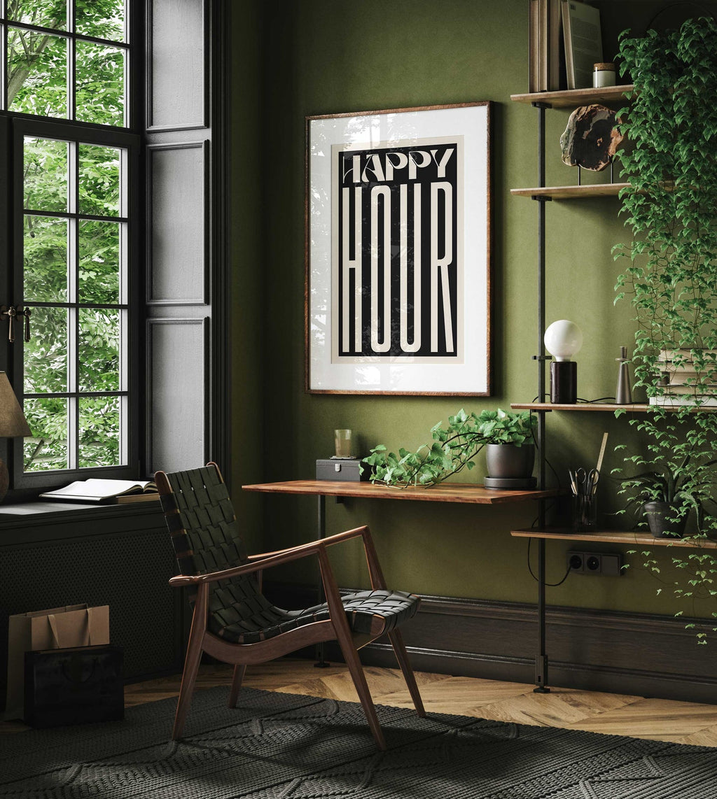 Happy Hour Print - Black & White