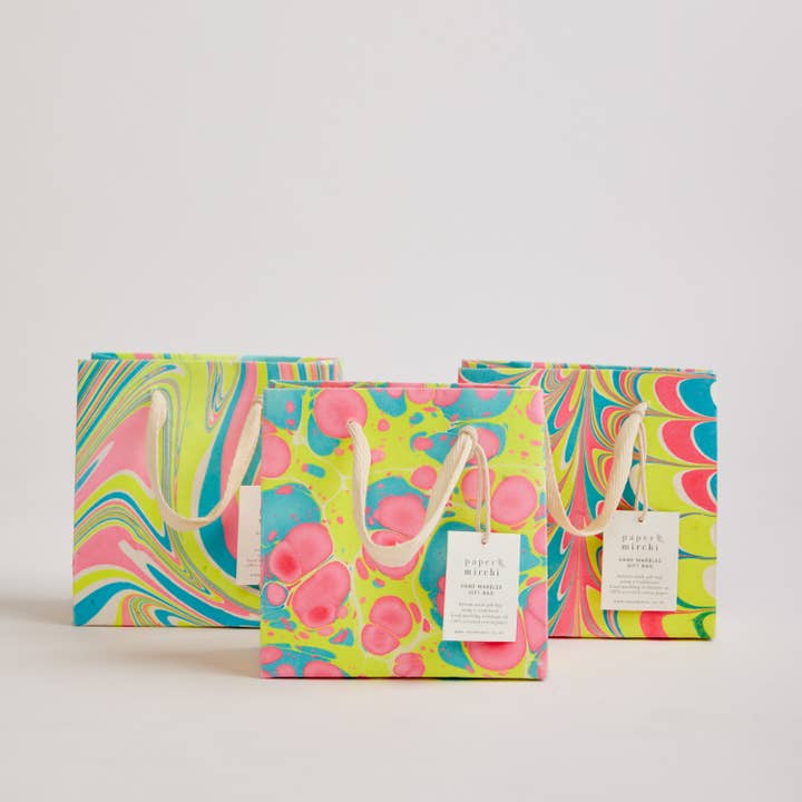 Neon Hand Marbled Gift Bags