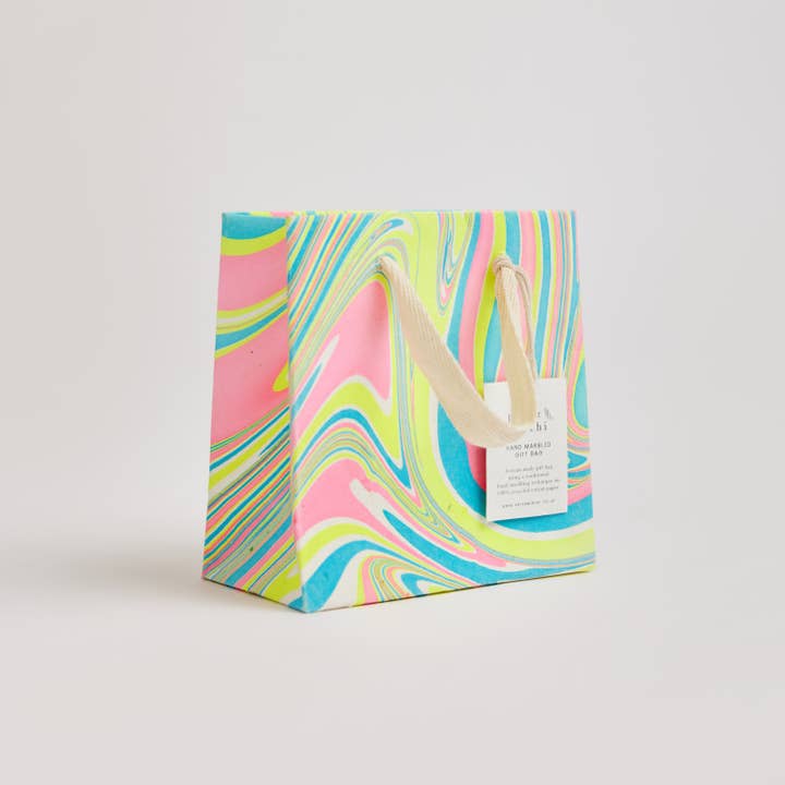 Neon Hand Marbled Gift Bags