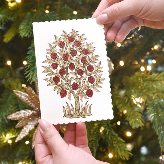 Mogra Scarlet Hand Printed Card