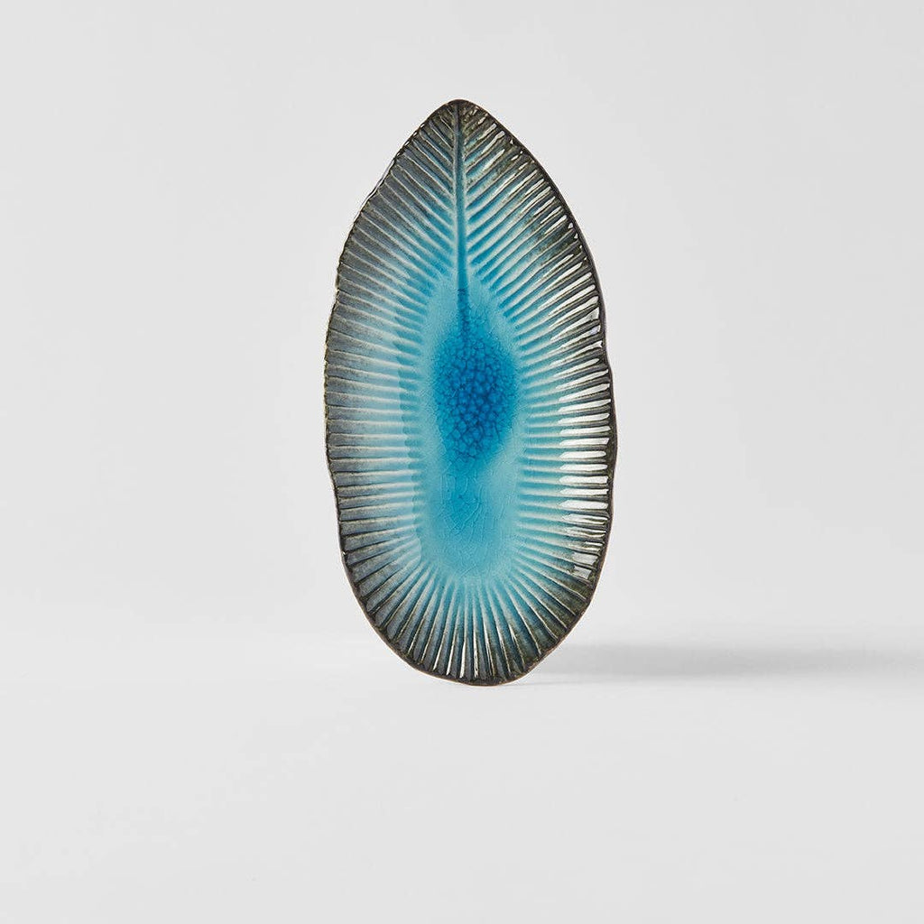 Sky Blue Oval Leaf Plate
