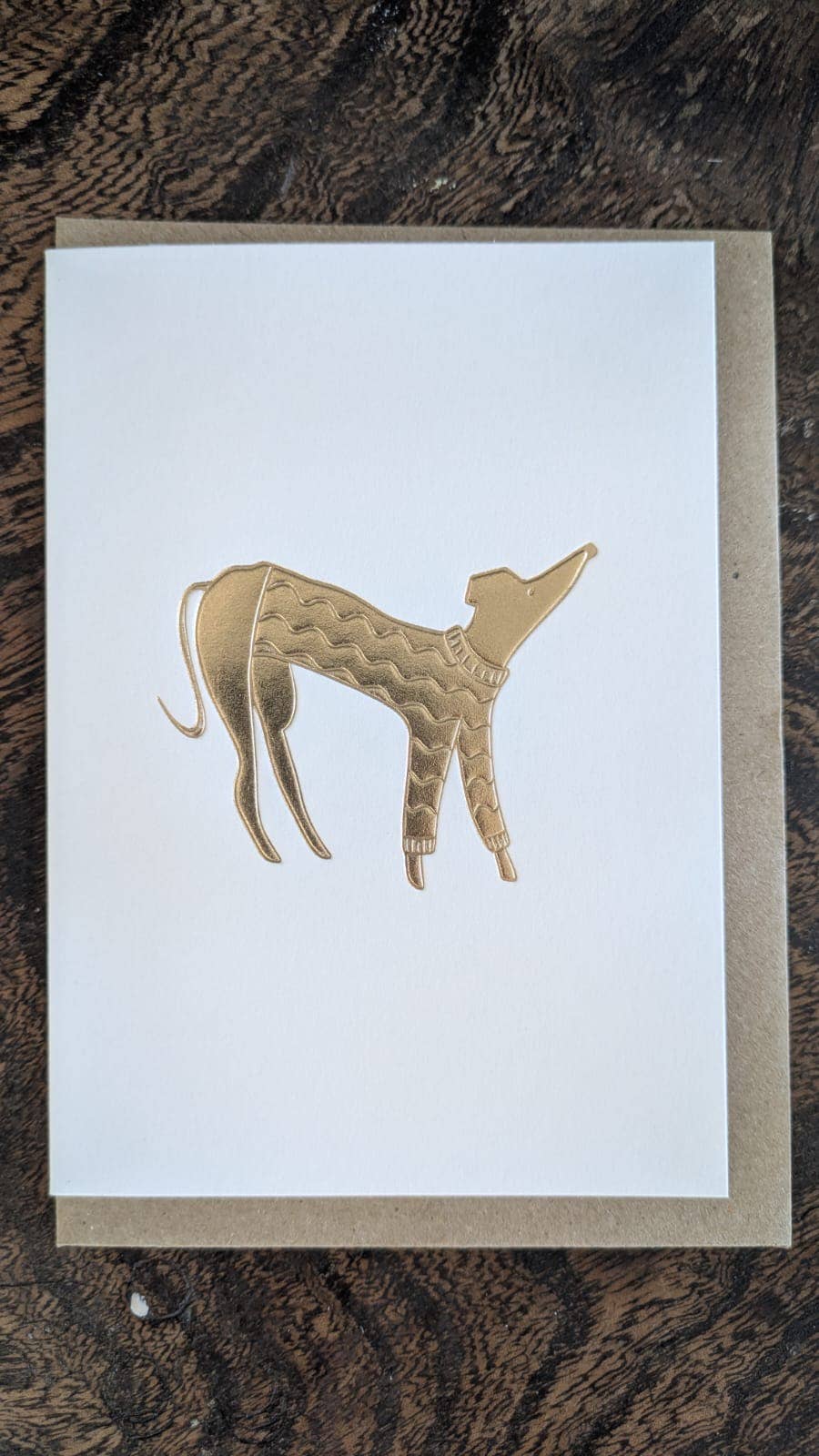 Dog in a Jumper Keepsake Gold Embossed Art Card
