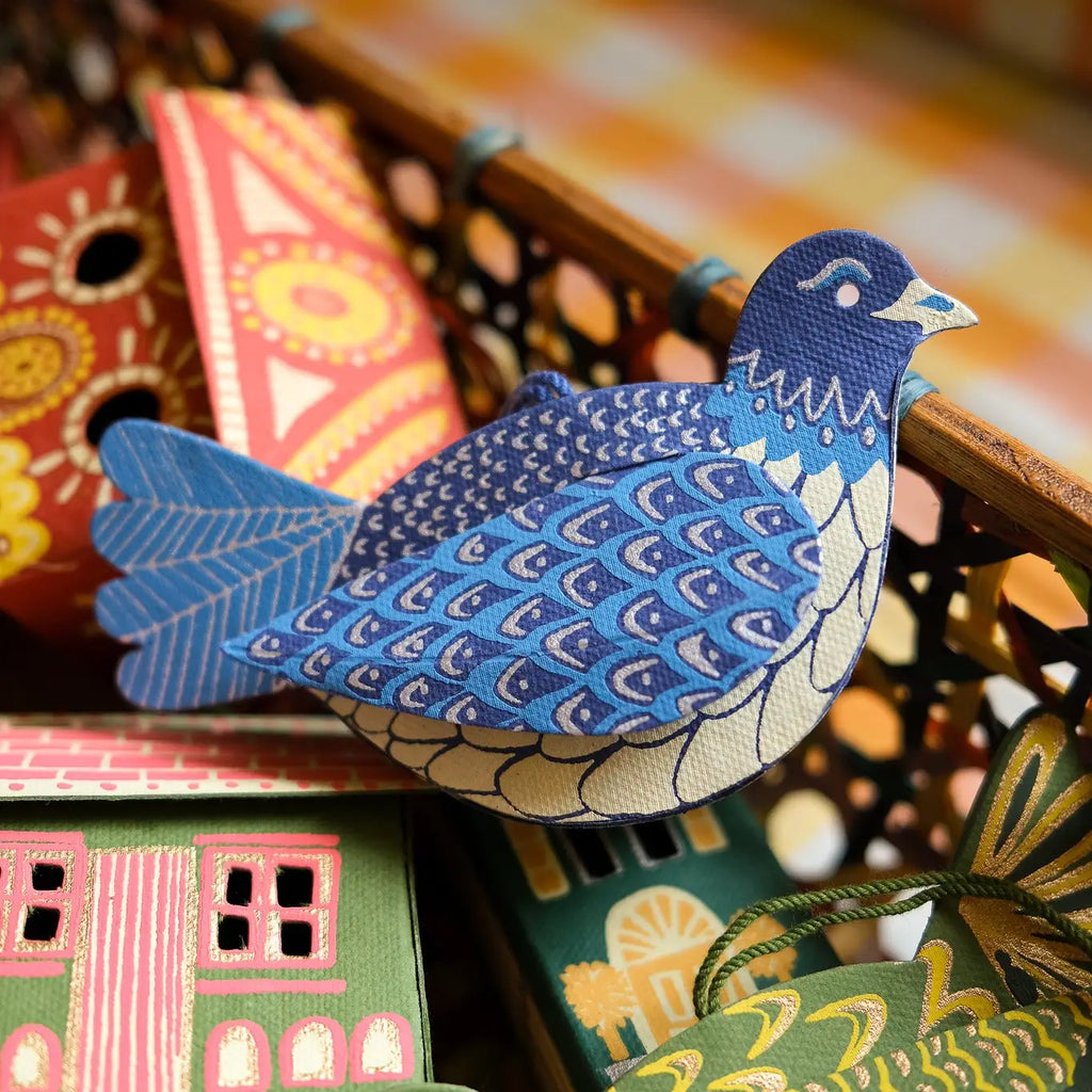 Blue Dove Screen Printed Bauble