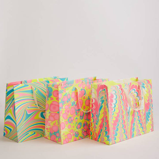 Neon Hand Marbled Gift Bags