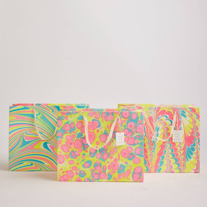 Neon Hand Marbled Gift Bags