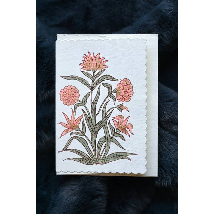 Kamal Coral Hand Printed Greetings Card