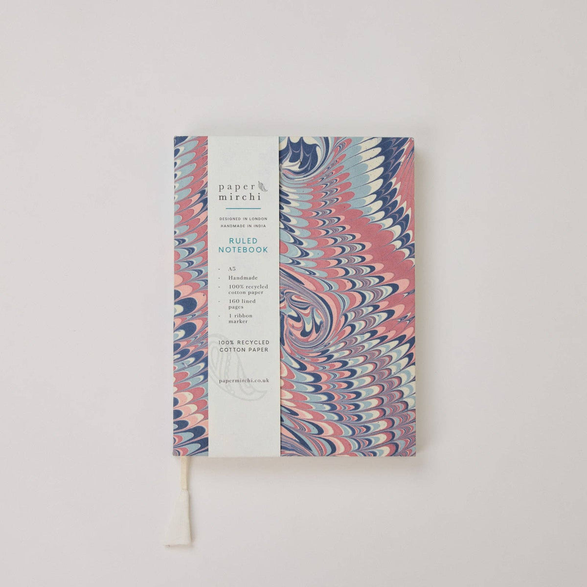 Hand Marbled Ruled Notebook (A5)
