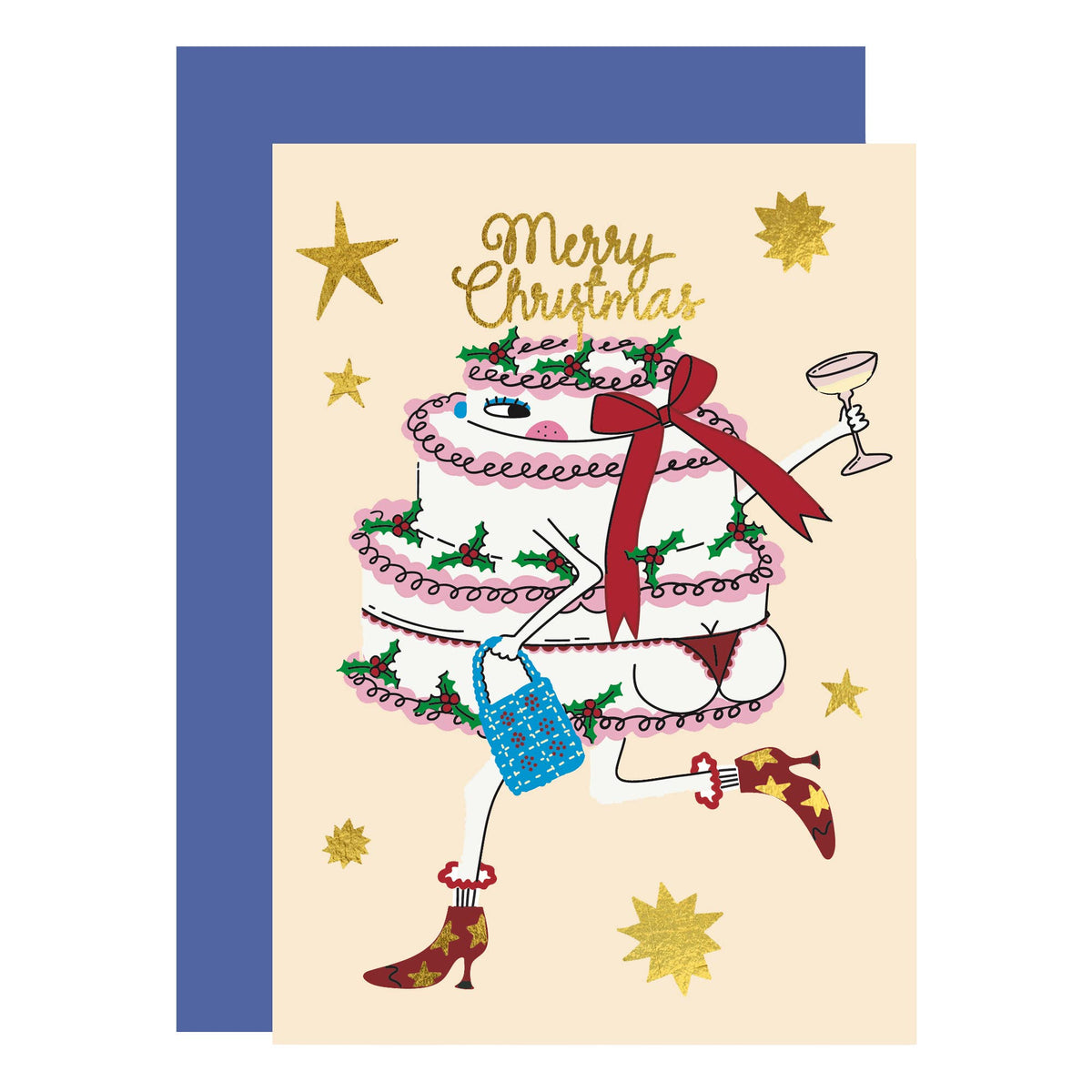 Christmas Cake In Boots Christmas Card