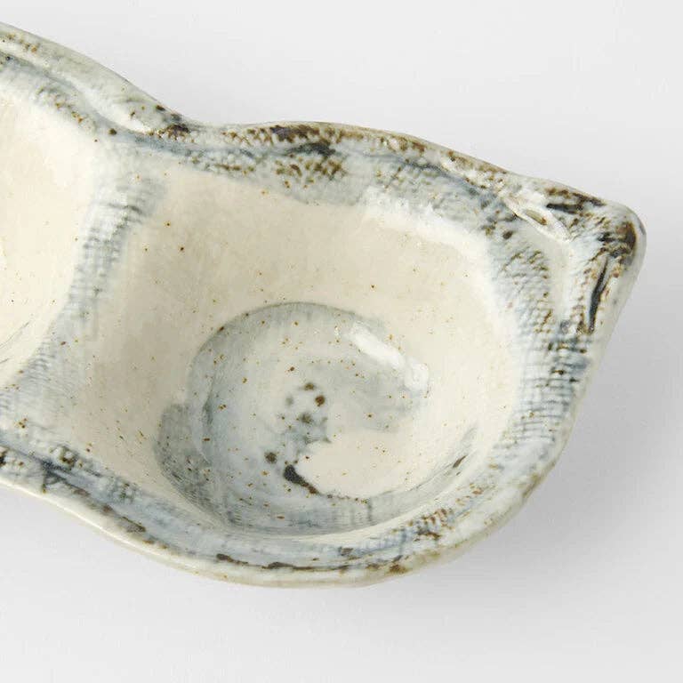 Blue & White Triple Pod Sauce Dish