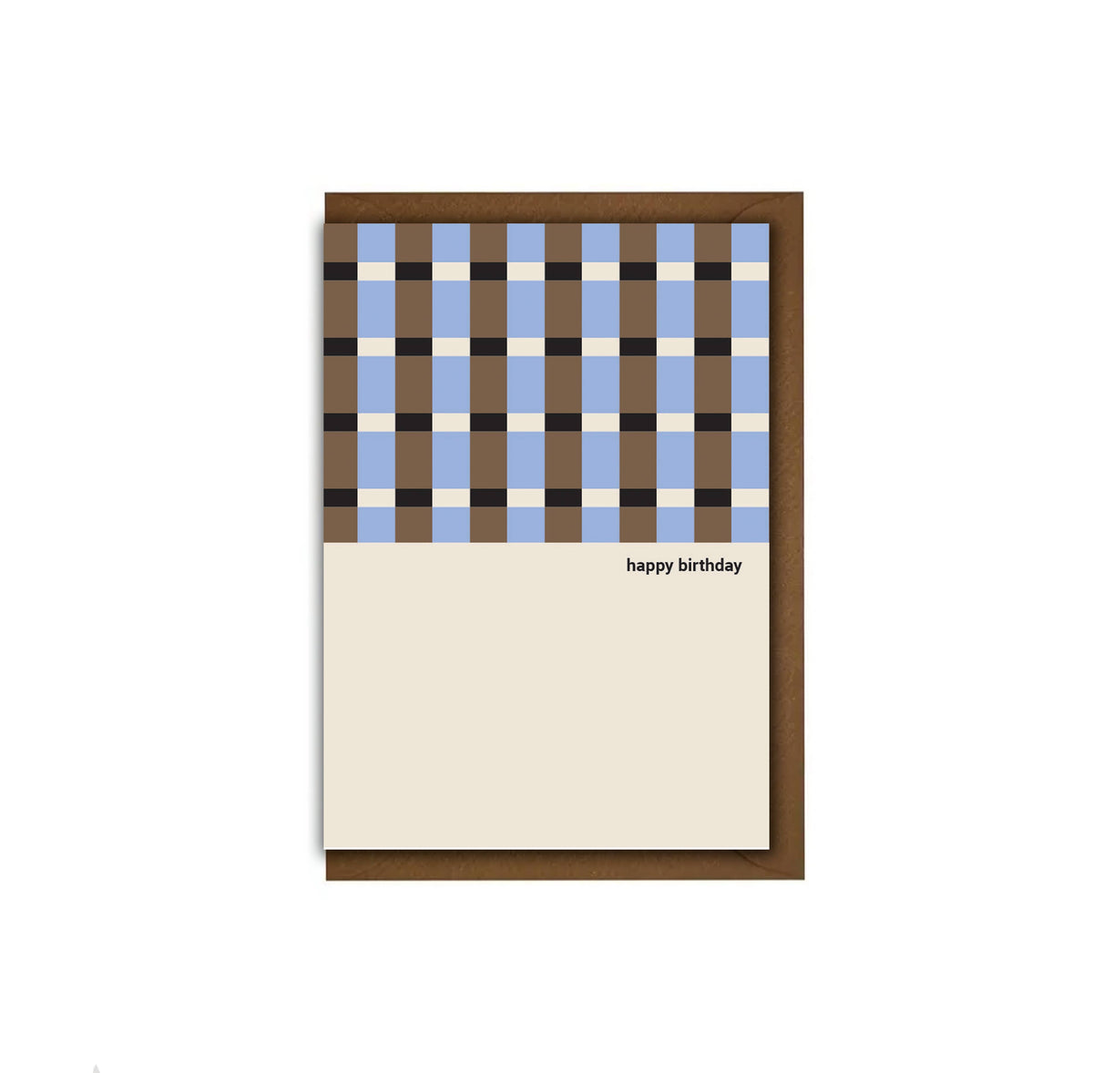 Blue & Brown Block Tile Birthday Card