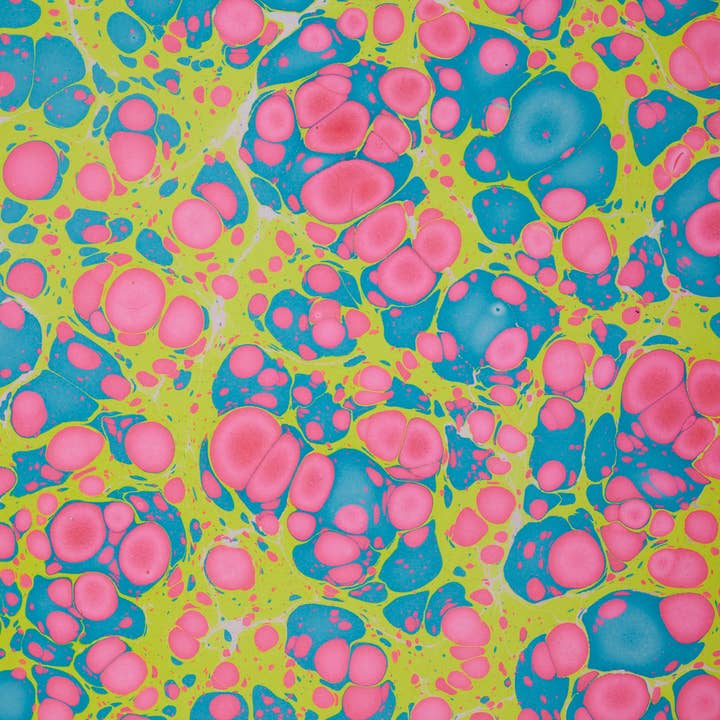 Neon Stone Hand Marbled Wrapping Paper