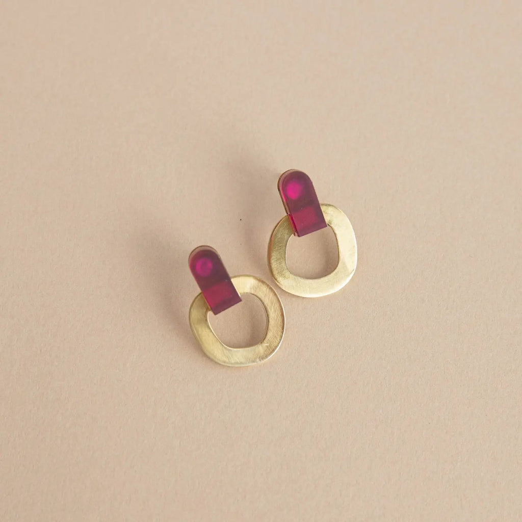 Around Brass Stud Earrings