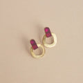 Around Brass Stud Earrings