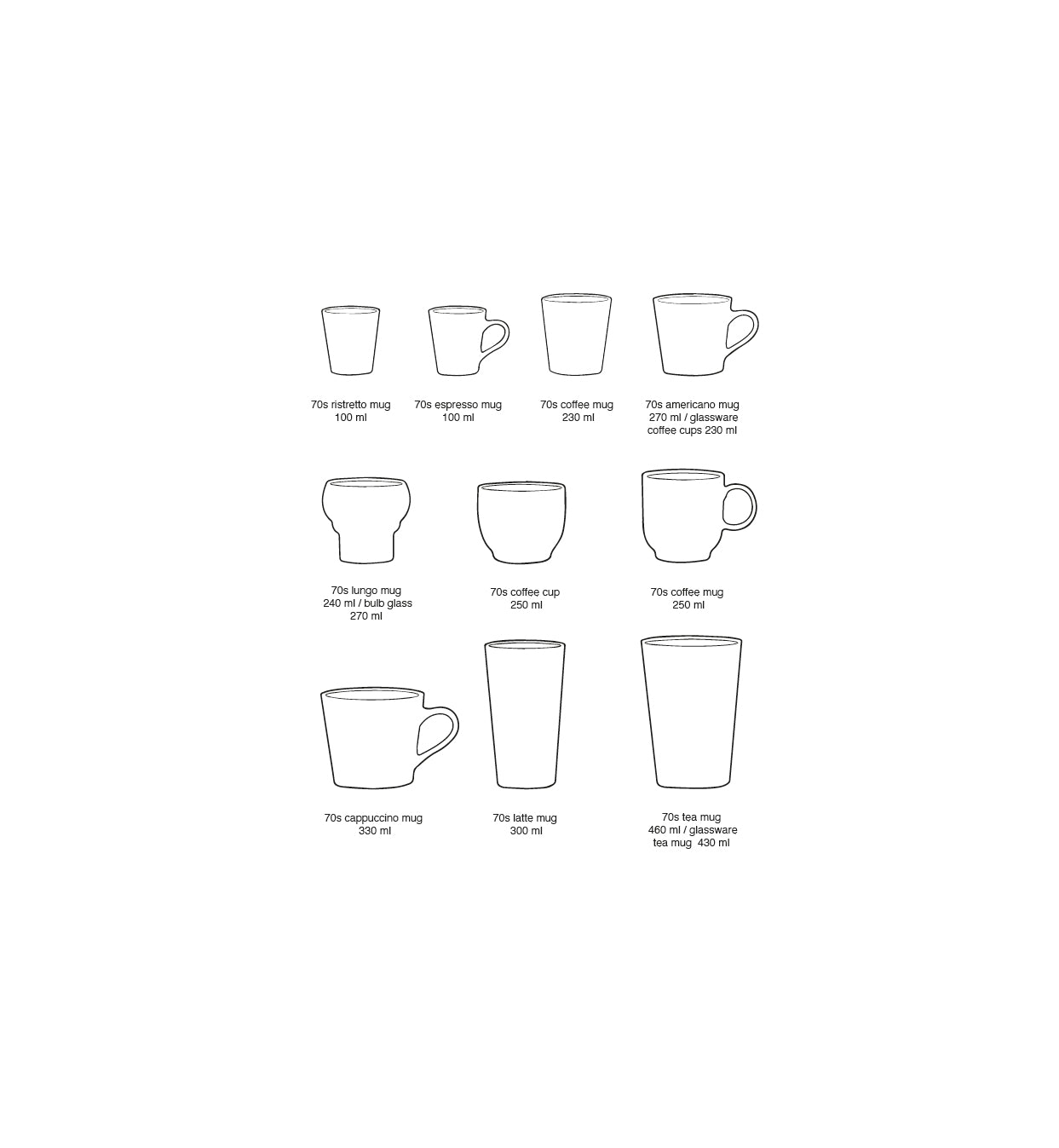 HKLIVING 70s Ceramics: Cafe Mugs Set - Cape