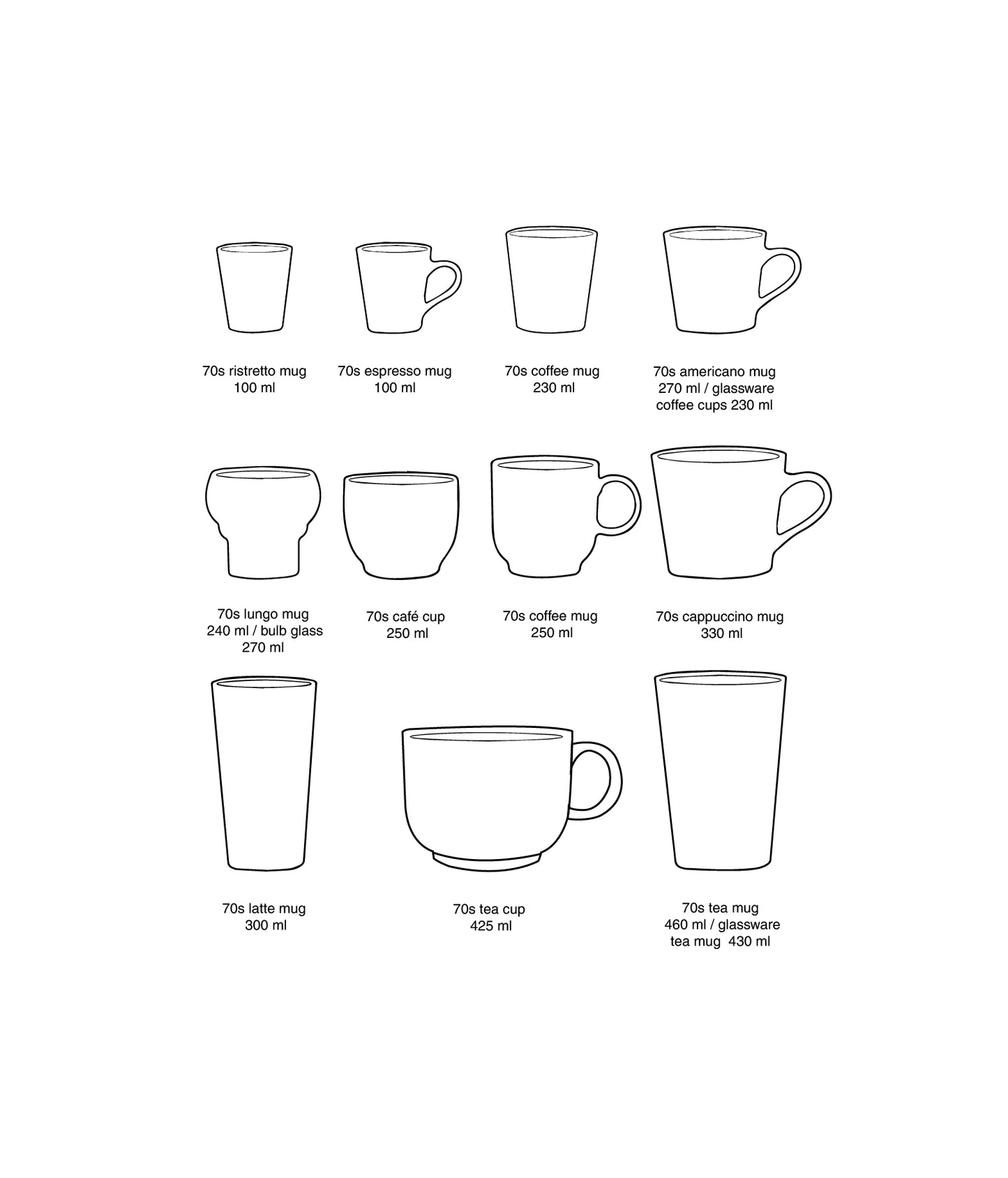 HKLIVING 70s Ceramics Cafe Cups Set of 4 - Deco