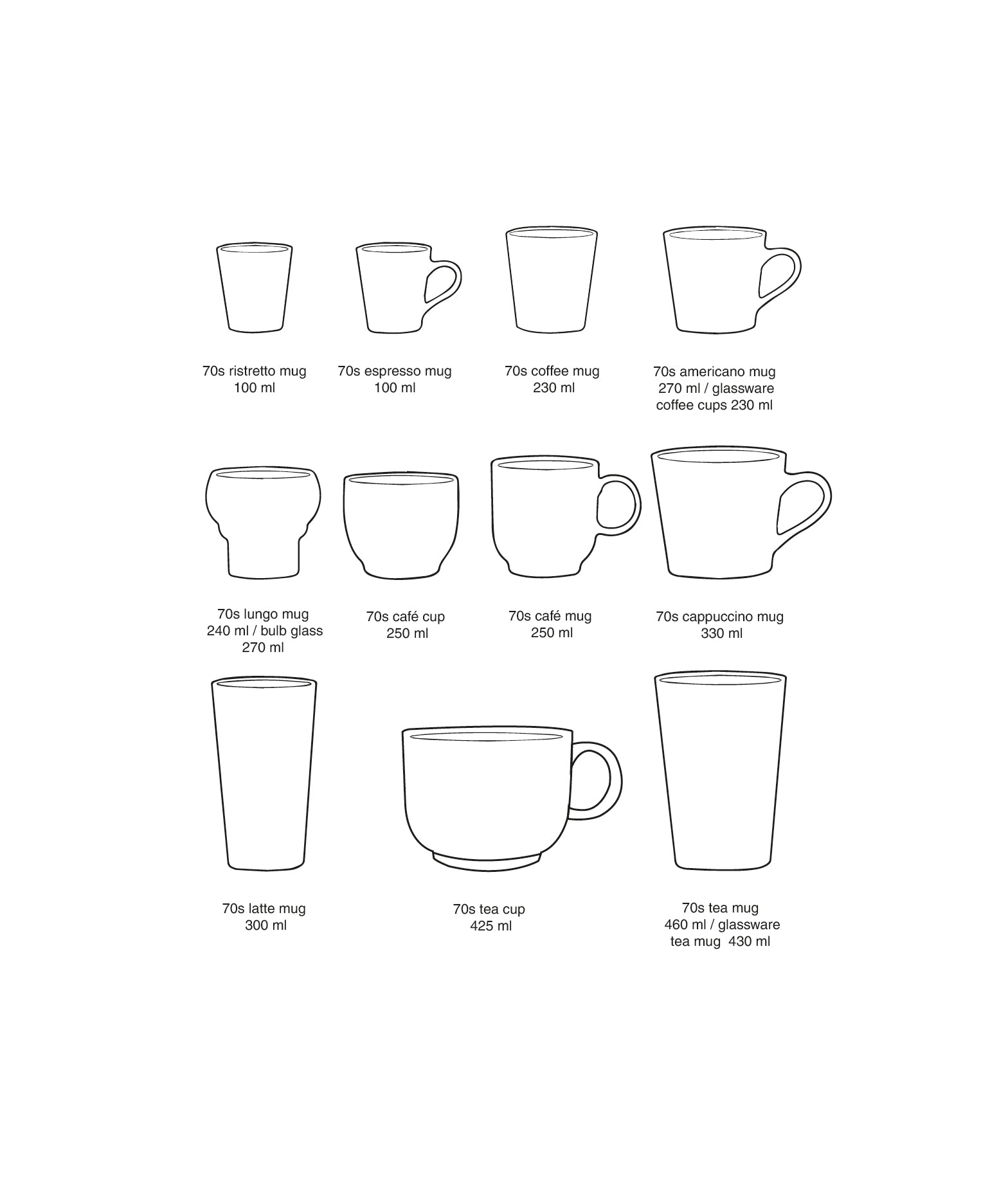 HKLIVING 70s Ceramics Ristretto Mugs (Set of 4) - Futurism
