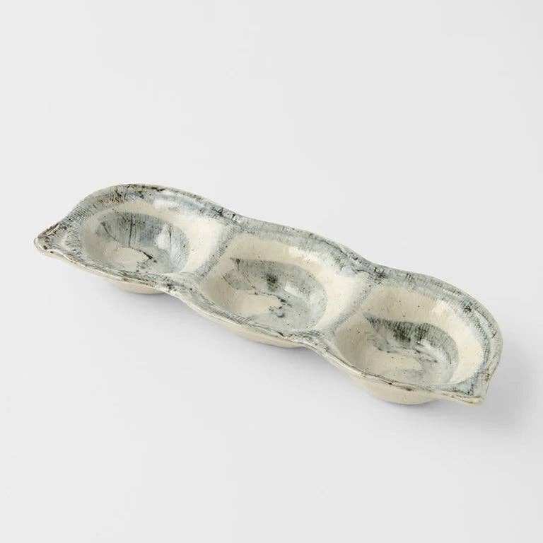 Blue & White Triple Pod Sauce Dish