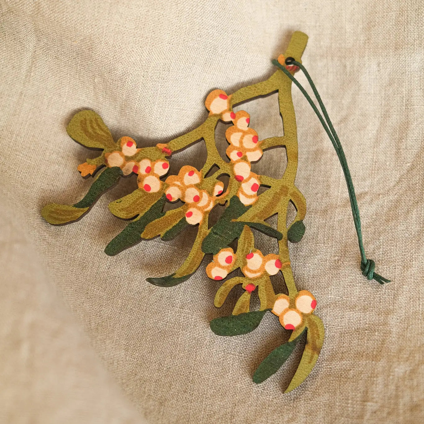 Mistletoe Wooden Ornament